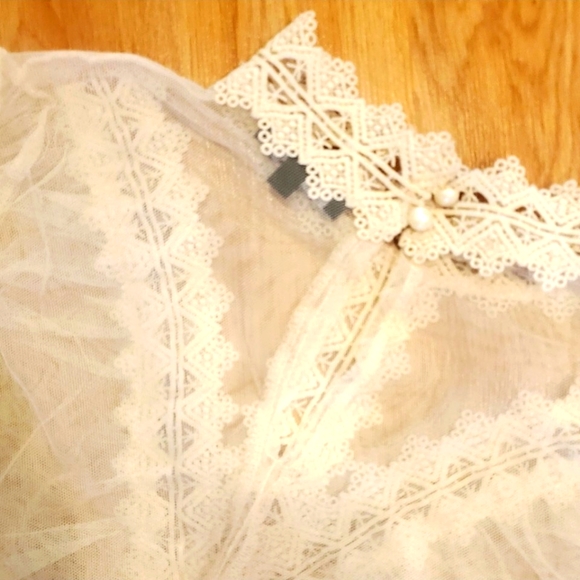 NEW: SHEER MOCK NECK RUFFLED BLOUSE - Picture 10 of 16